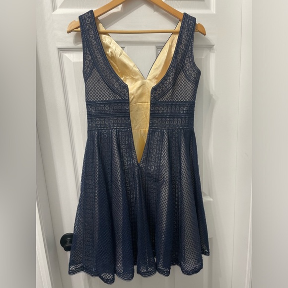 31-Dave & Johnny Dress Navy Blue Fairycore Flowy Formal Cocktail A-Line Sz 5 - 6 - Picture 13 of 13